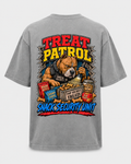 Treat Patrol heavyweight garment-dyed tee in cement, front with distressed GOOFYPITS chest logo